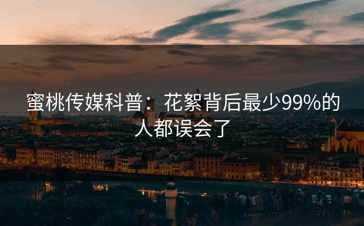 蜜桃传媒科普：花絮背后最少99%的人都误会了