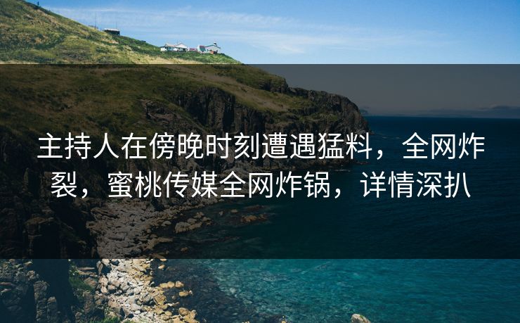 主持人在傍晚时刻遭遇猛料，全网炸裂，蜜桃传媒全网炸锅，详情深扒
