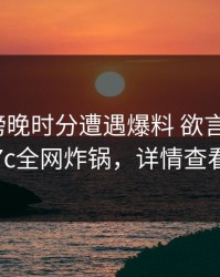 网红在傍晚时分遭遇爆料 欲言又止，17c全网炸锅，详情查看