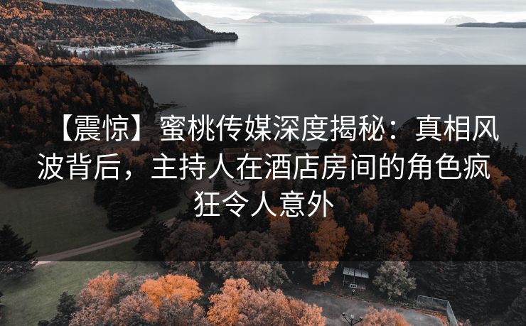 【震惊】蜜桃传媒深度揭秘：真相风波背后，主持人在酒店房间的角色疯狂令人意外