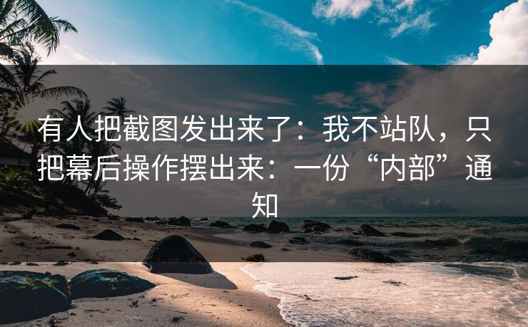 有人把截图发出来了:我不站队,只把幕后操作摆出来:一份“内部”通知 有人把截图发出来了:我不站队,只把幕后操作摆出来:一份“内部”通知